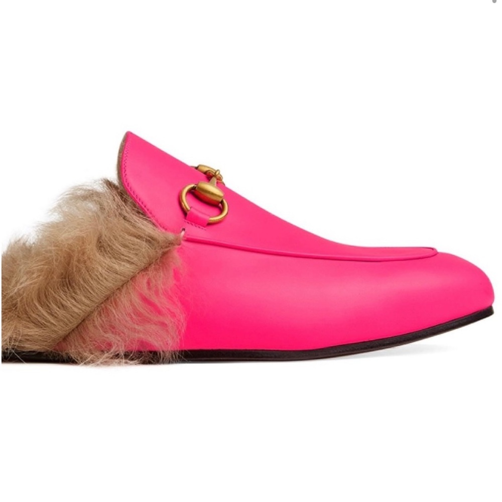 Gucci Neon pink Leather Princetown Mules